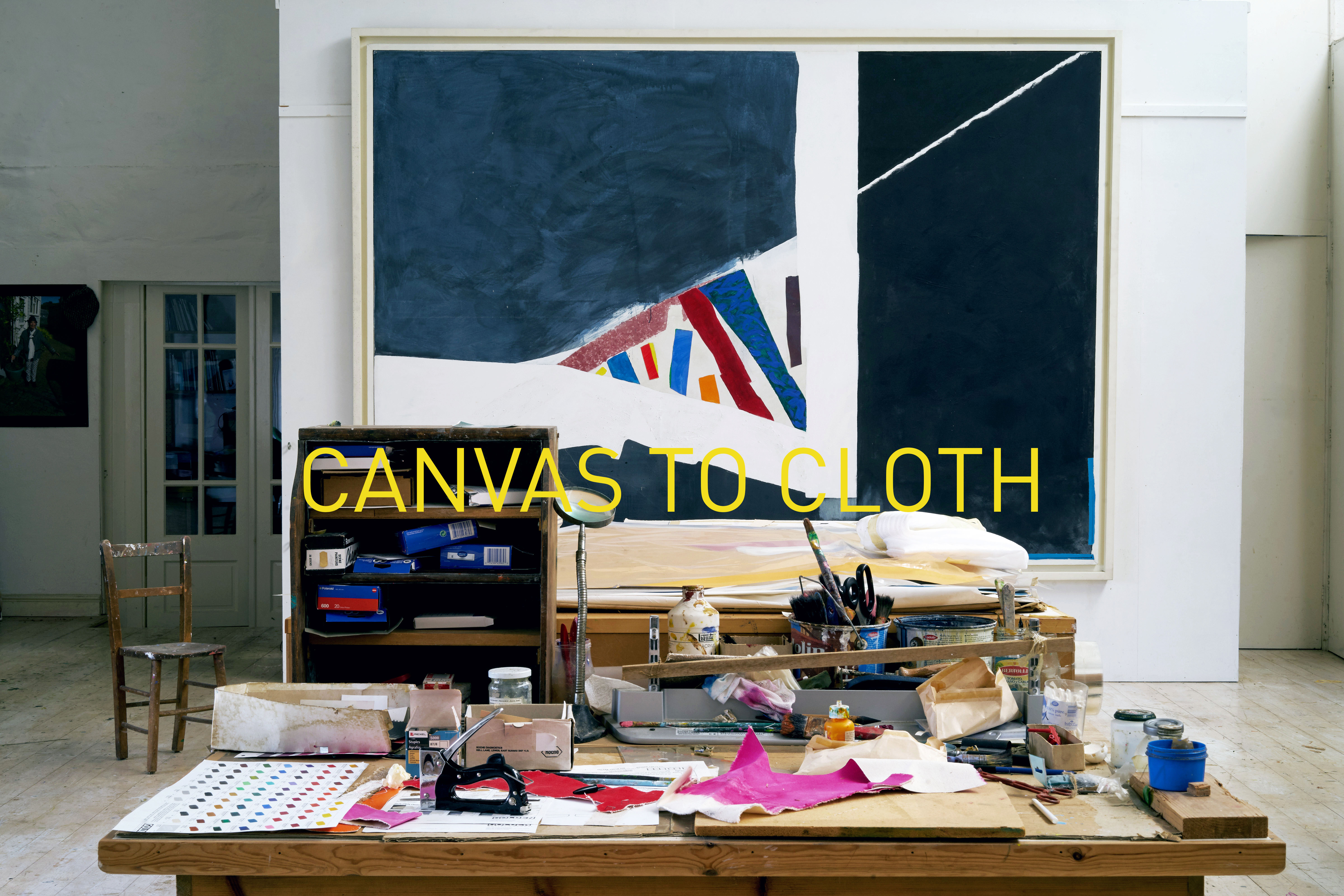 Sandra Blow’s art studio interior – a creative space with artworks, materials, and tools reflecting the abstract artist’s process.