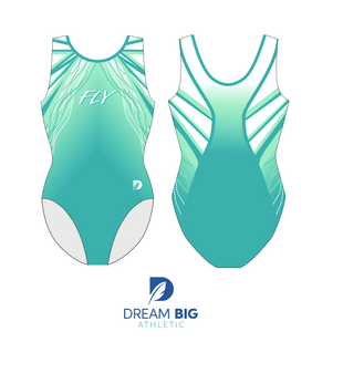 Fly Gymnastics Scoop Back in Turquoise Ombre' Tank Leo