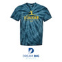 Revel Navy Tie Dye T with Gold Glitter Logo