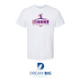 Revel White Crew Neck T-shirt with Berry Glitter logo