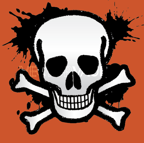 Buy vector skull and cross bones icon logo graphic royalty-free vectors
