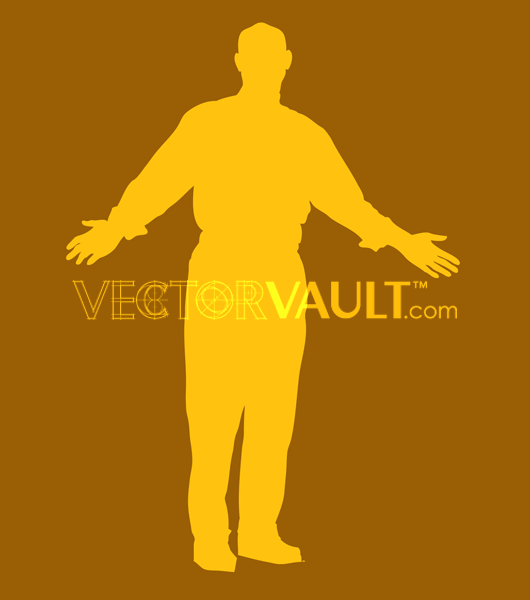 image buy vector man standing open arms silhouette