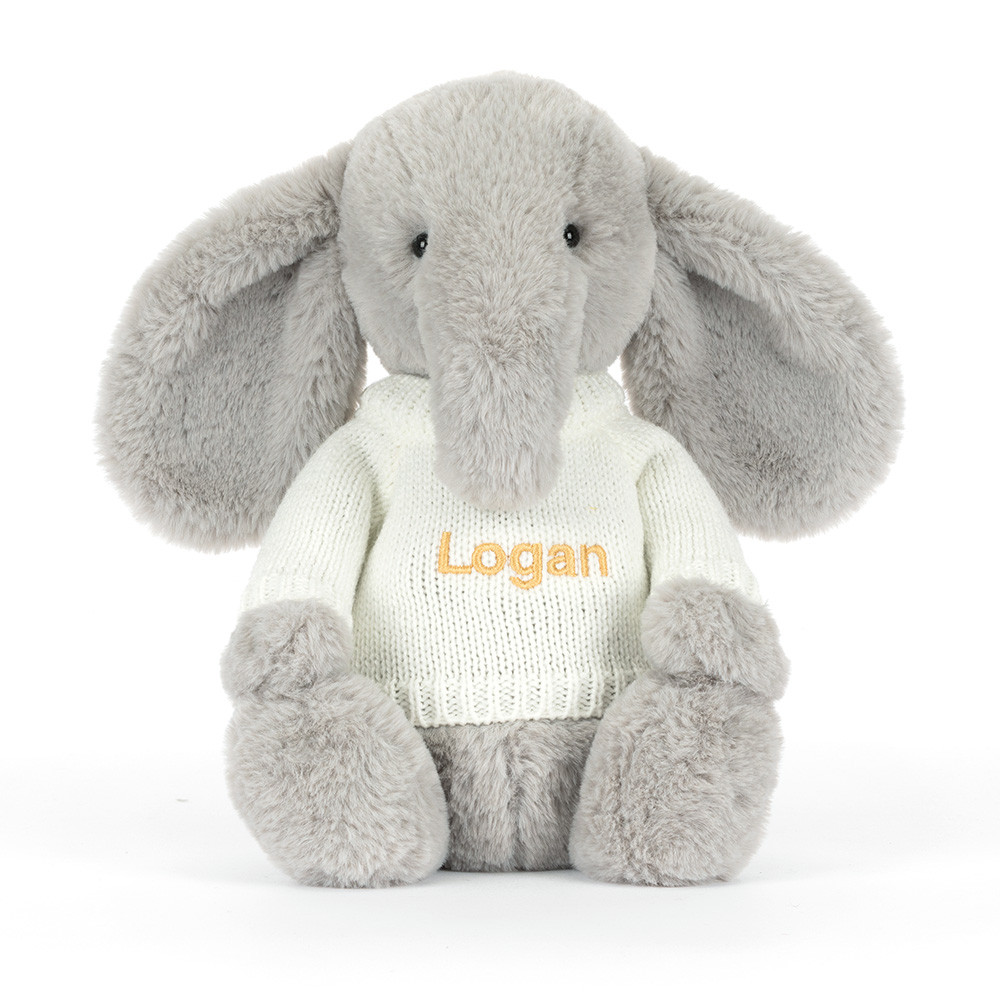 Bashful Luxe Elephant Thuddeus with Personalised Cream Jumper, View 4
