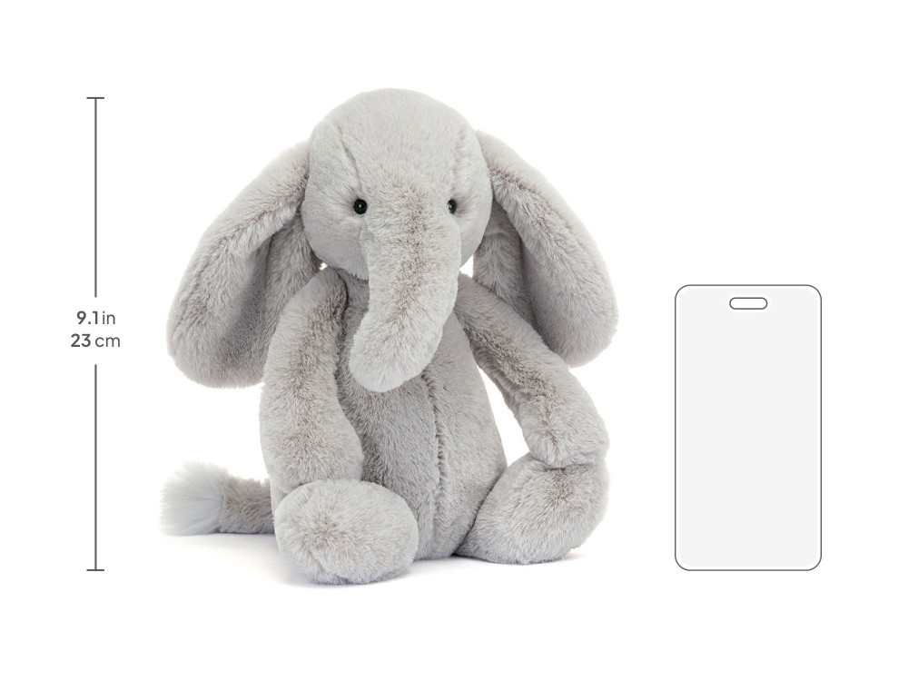 Bashful Luxe Elephant Thuddeus Original, size chart