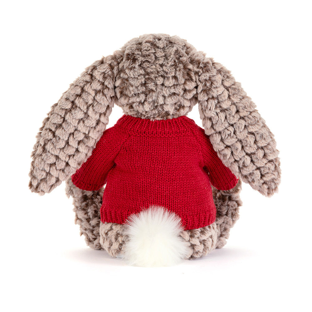 Bashful Luxe Bunny Pine with Personalised Red Jumper  , View 3