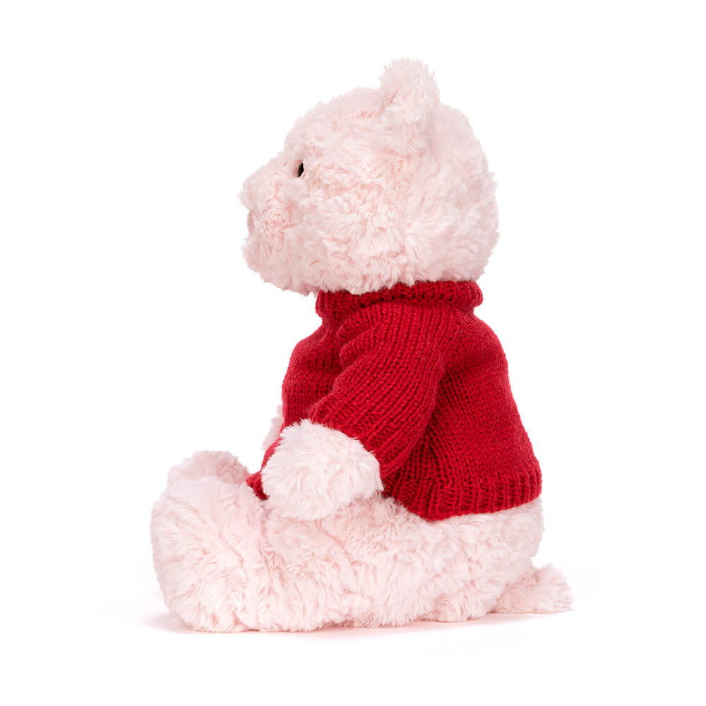 Leola Bear mit personalisiertem Pullover in Rot – Offizielles Jellycat
