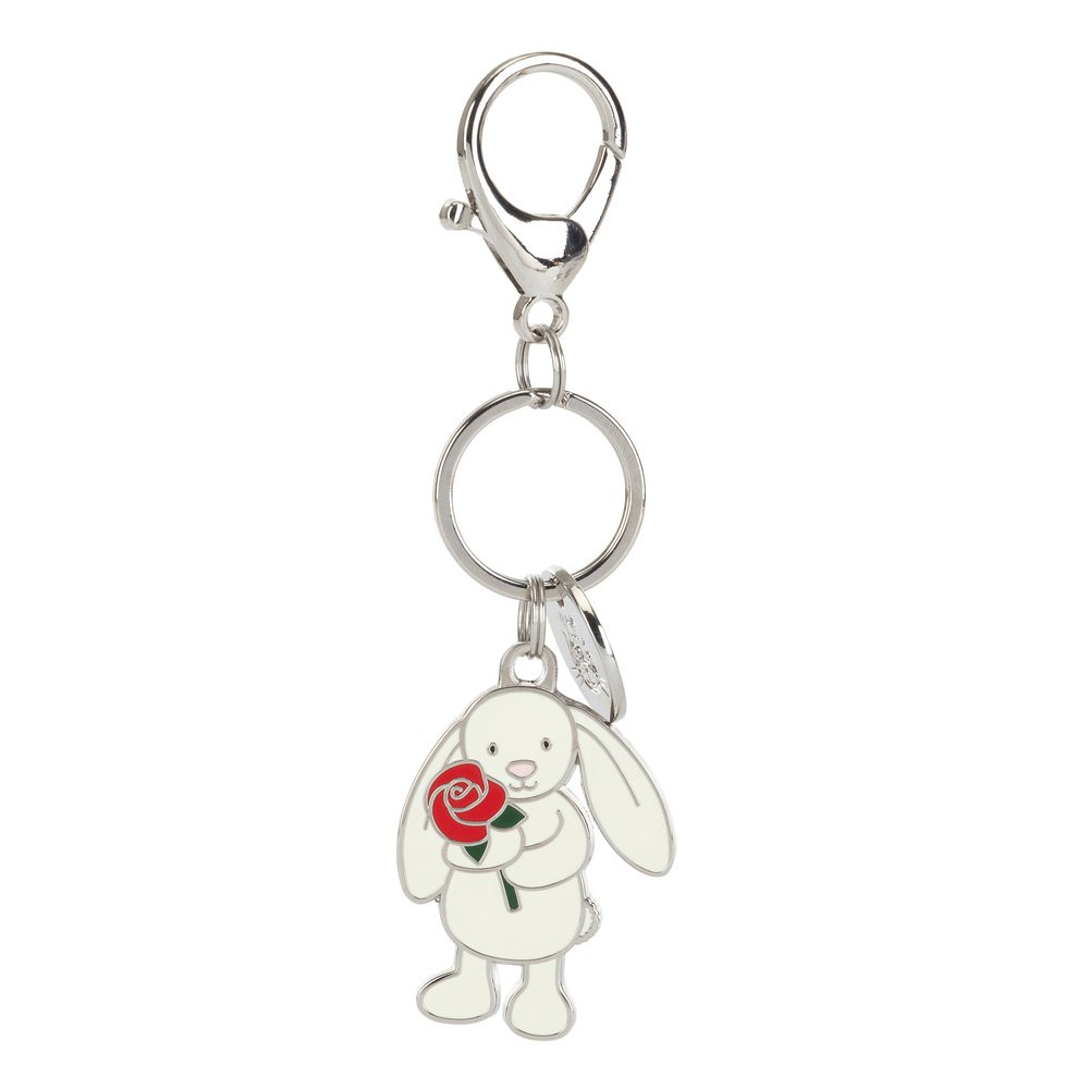 Cream Bunny with Rose Keyring, View 4