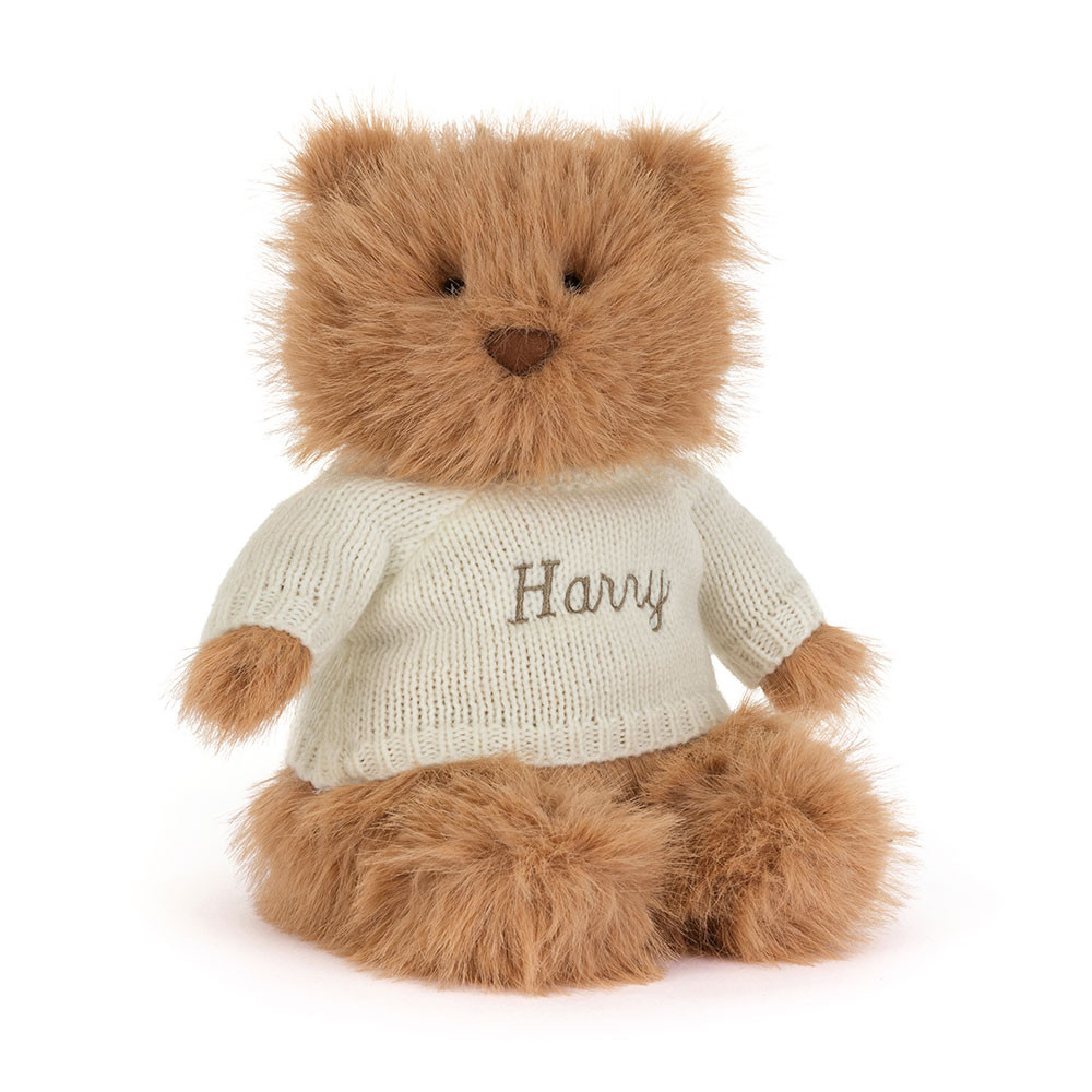 Bartholomew Bear Bouffant mit personalisiertem Pullover in Creme