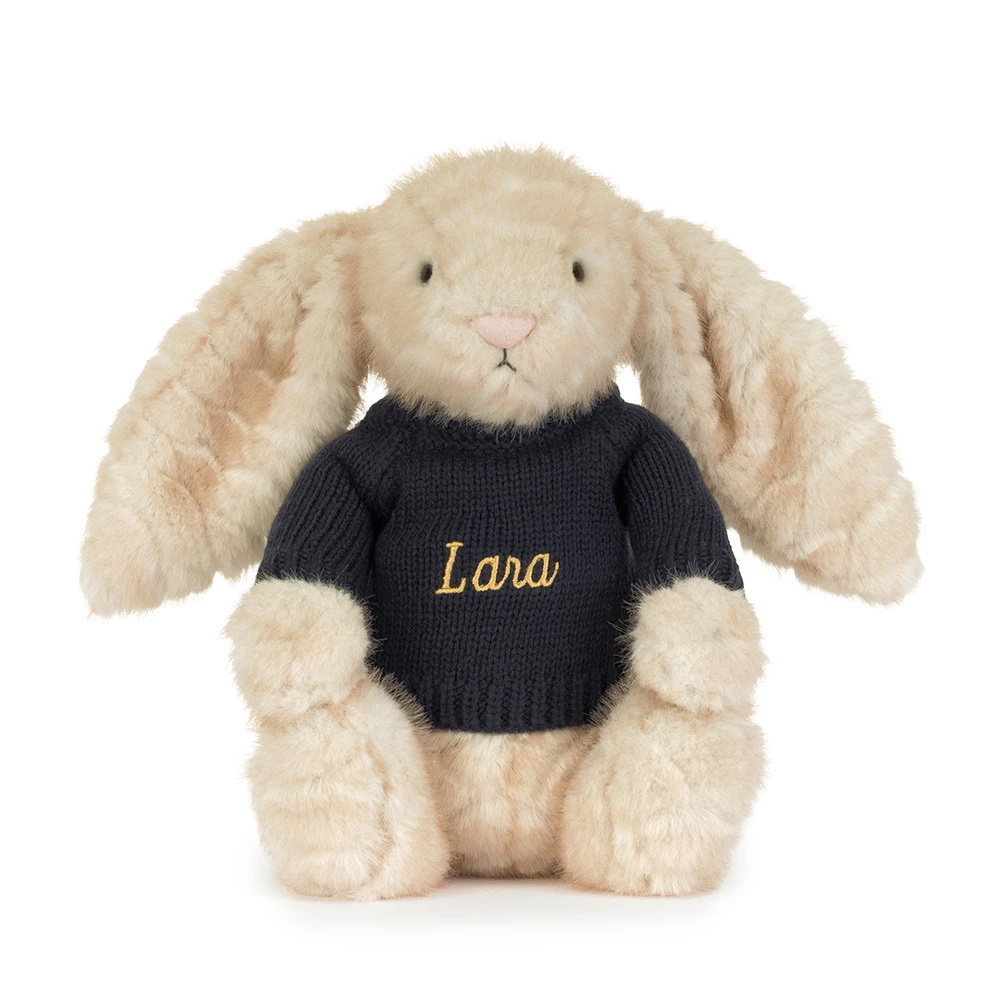 Franilla Luxe Bunny with Personalised Navy Jumper, View 4