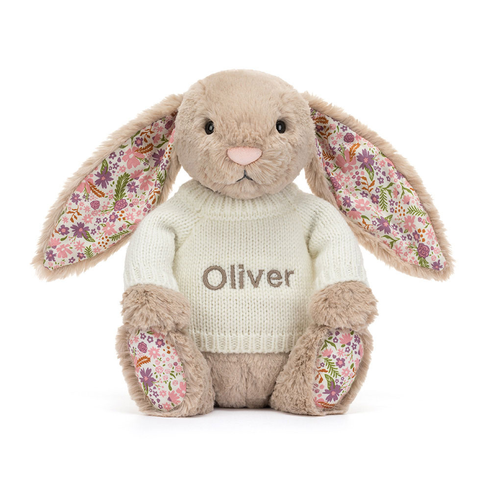 Blossom Beige Bunnny 'Petal' mit personalisiertem Pullover in