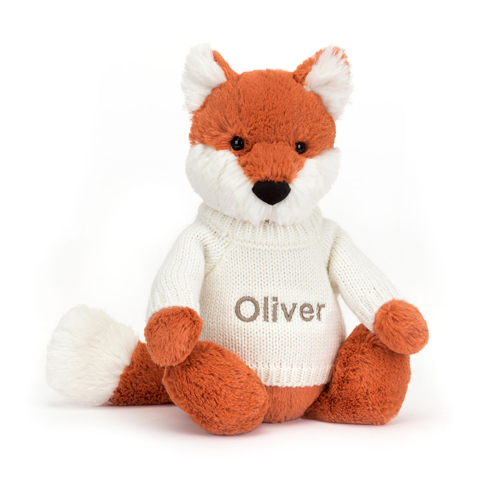 Bashful Fox Cub with Personalised Cream Jumper, View 4