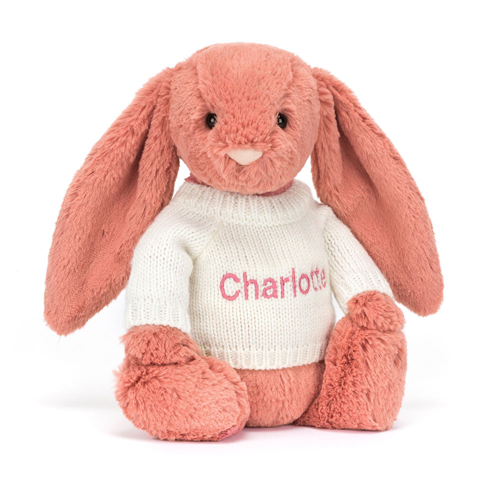 Bashful Sorrel Bunny with Personalised Cream Jumper, Main View