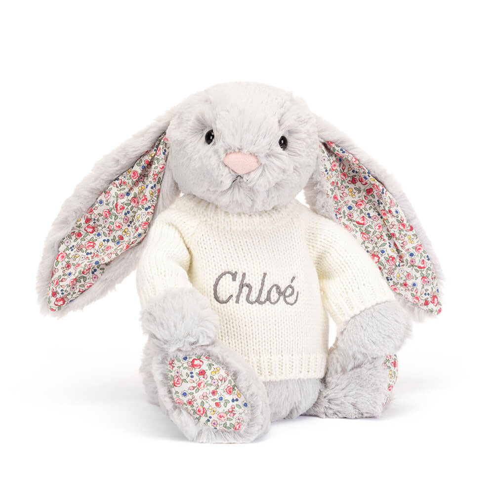 Blossom Silver Bunny with Personalised Cream Jumper, View 4