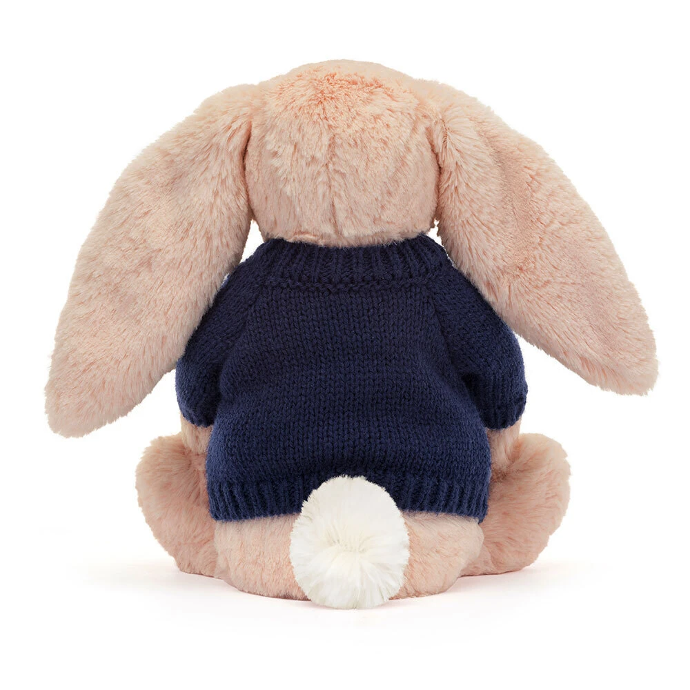 Bashful Blush Bunny with Personalised Navy Jumper, View 4