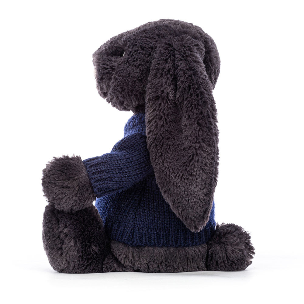 Bashful Inky Bunny with Personalised Navy Jumper, View 3