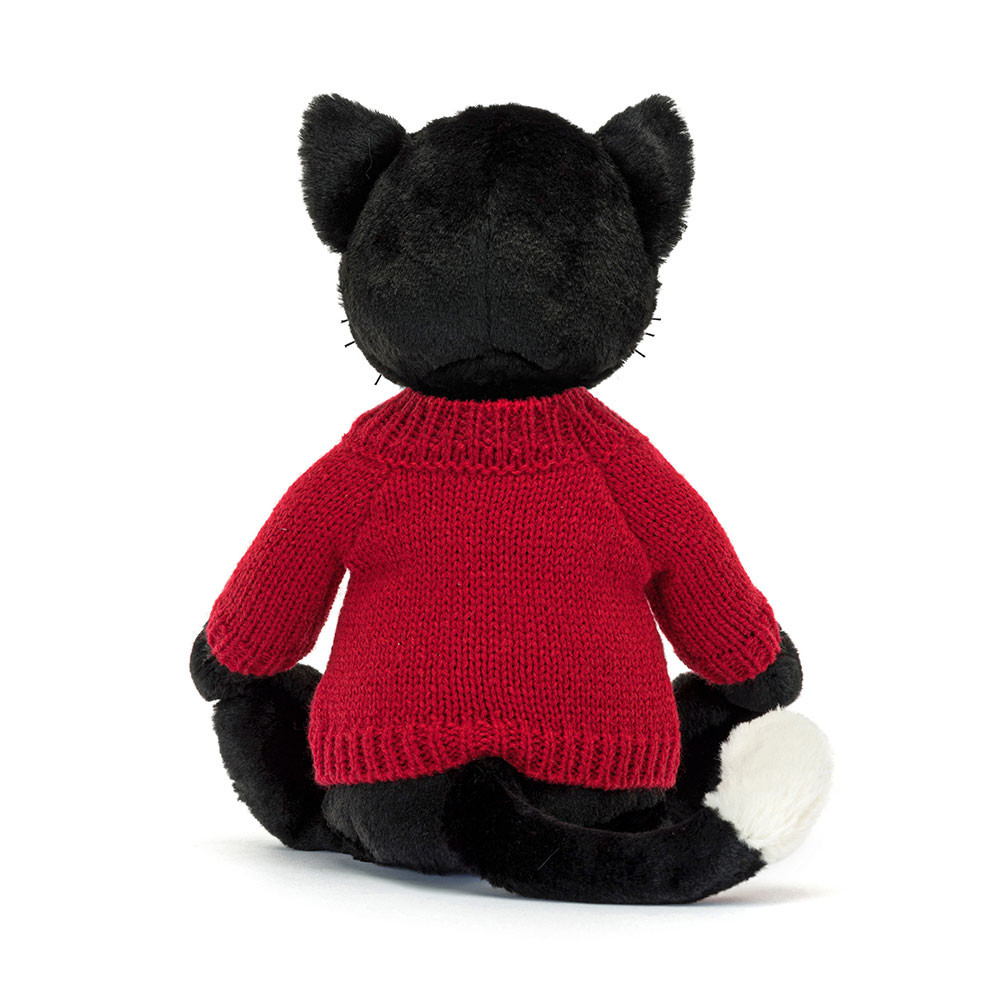 Bashful Black Kitten with Personalised Red Jumper, View 3