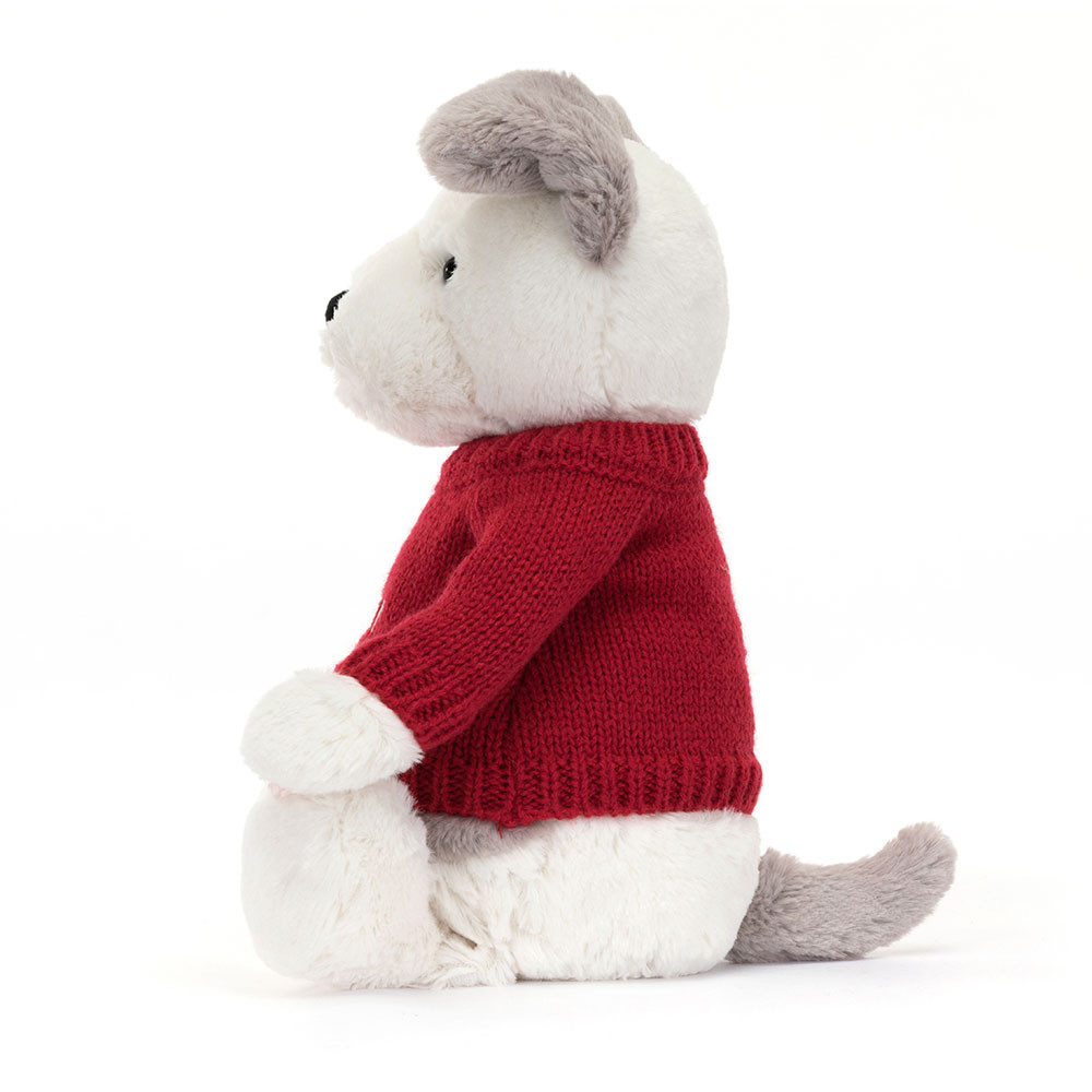 Bashful Terrier with Personalised Red Jumper, View 2
