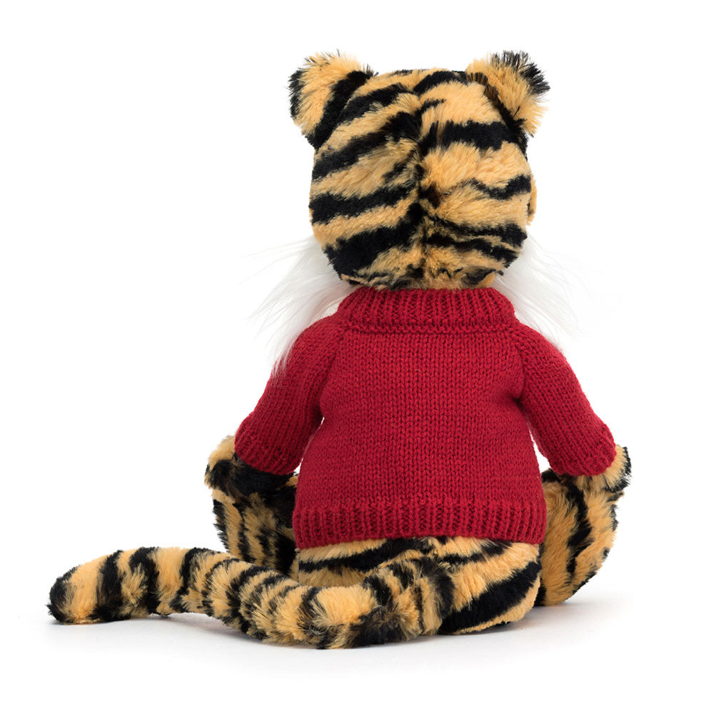Bashful Tiger with Personalised Red Jumper, View 3