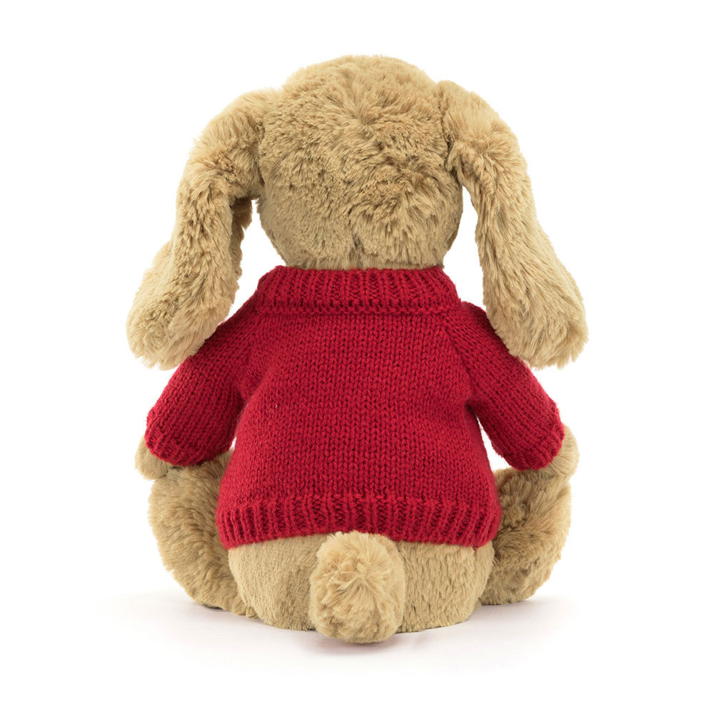 Bashful Toffee Puppy with Personalised Red Jumper, View 3