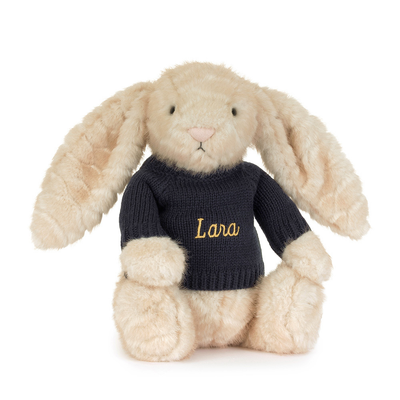 Franilla Luxe Bunny with Personalised Navy Jumper, Main View