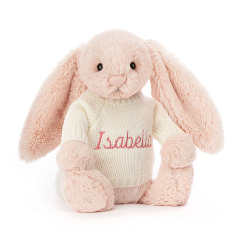 Bashful Blush Bunny with Personalised Cream Jumper, View 4