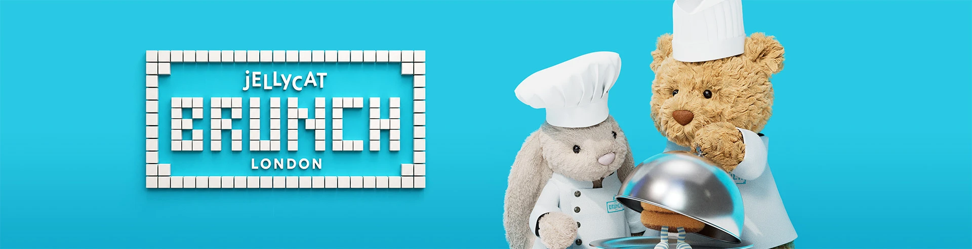 Bartholomew Bear und Bashful Beige Bunny als Köche verkleidet 