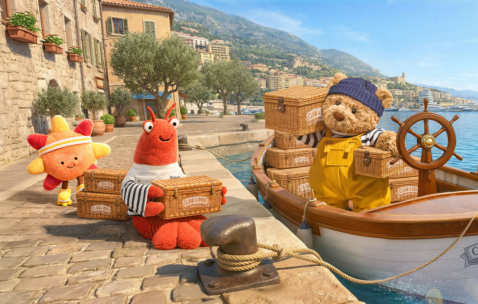 Larry lobster und Bartholomew bear an der riviera