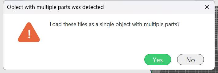 Object with multiple parts was detected: answer No