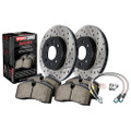 <p>Significant brake performance improvements using the factory calipers and pre-matched; direct-replacement (OEM) sized components. This StopTech Sport Axle Pack includes drilled &amp; slotted StopTech Sport Rotors; StopTech Sport Pads and StopTech Stainless Steel Lines.</p>