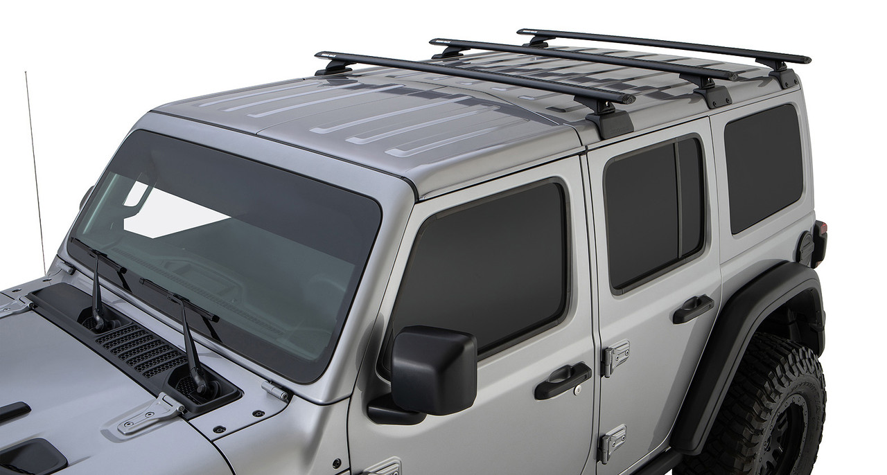 Rhino-Rack 18-21 Jeep Wrangler 4 Door SUV Vortex RCL 3 Bar Backbone Roof Rack - Black - JB0896