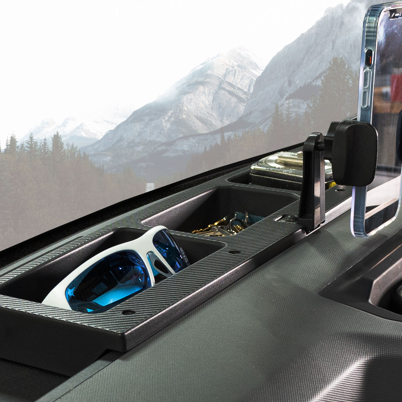 IAG I-Line Dash Organizer with Phone Holder for 2021-24 Ford Bronco - Install 1