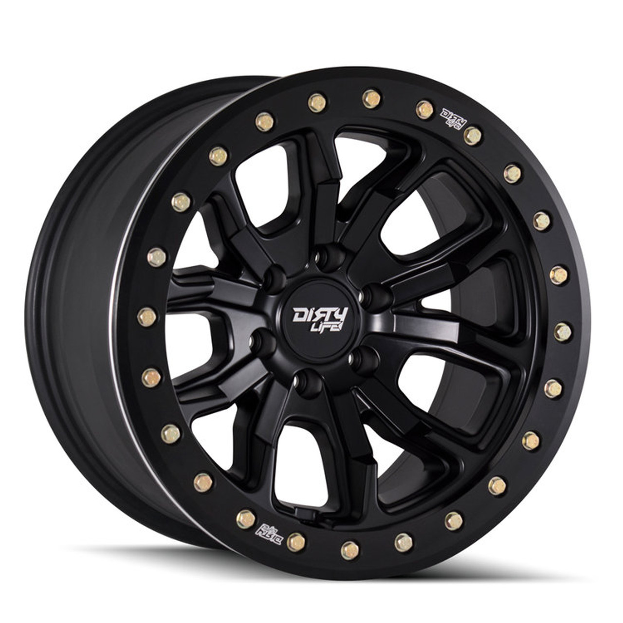 Dirty Life 9303 DT-1 17x9 / 6x139.7 BP / -38mm Offset / 106mm Hub Matte Black Wheel - Beadlock - 9303-7983MB38