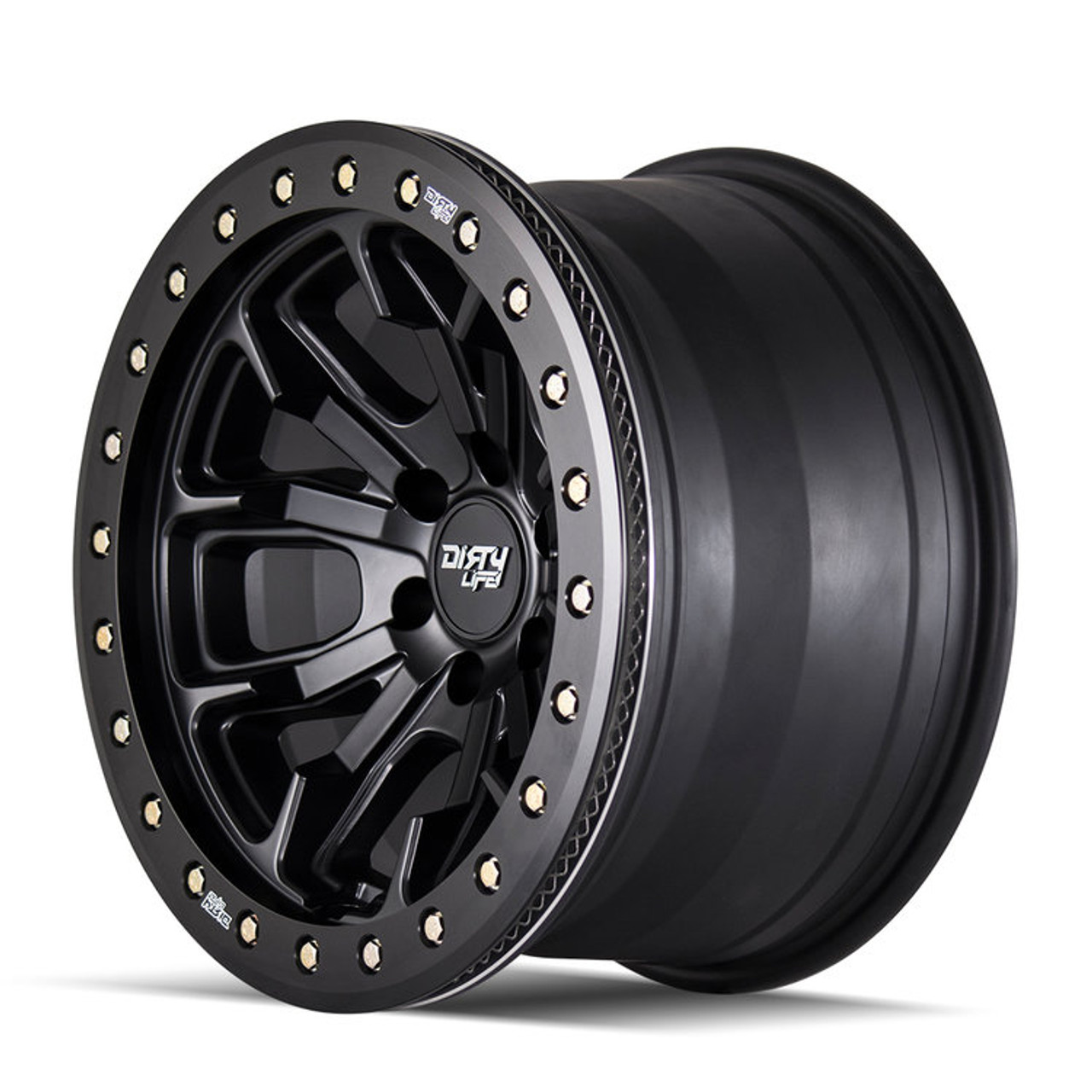 Dirty Life 9303 DT-1 17x9 / 6x139.7 BP / -38mm Offset / 106mm Hub Matte Black Wheel - Beadlock - 9303-7983MB38