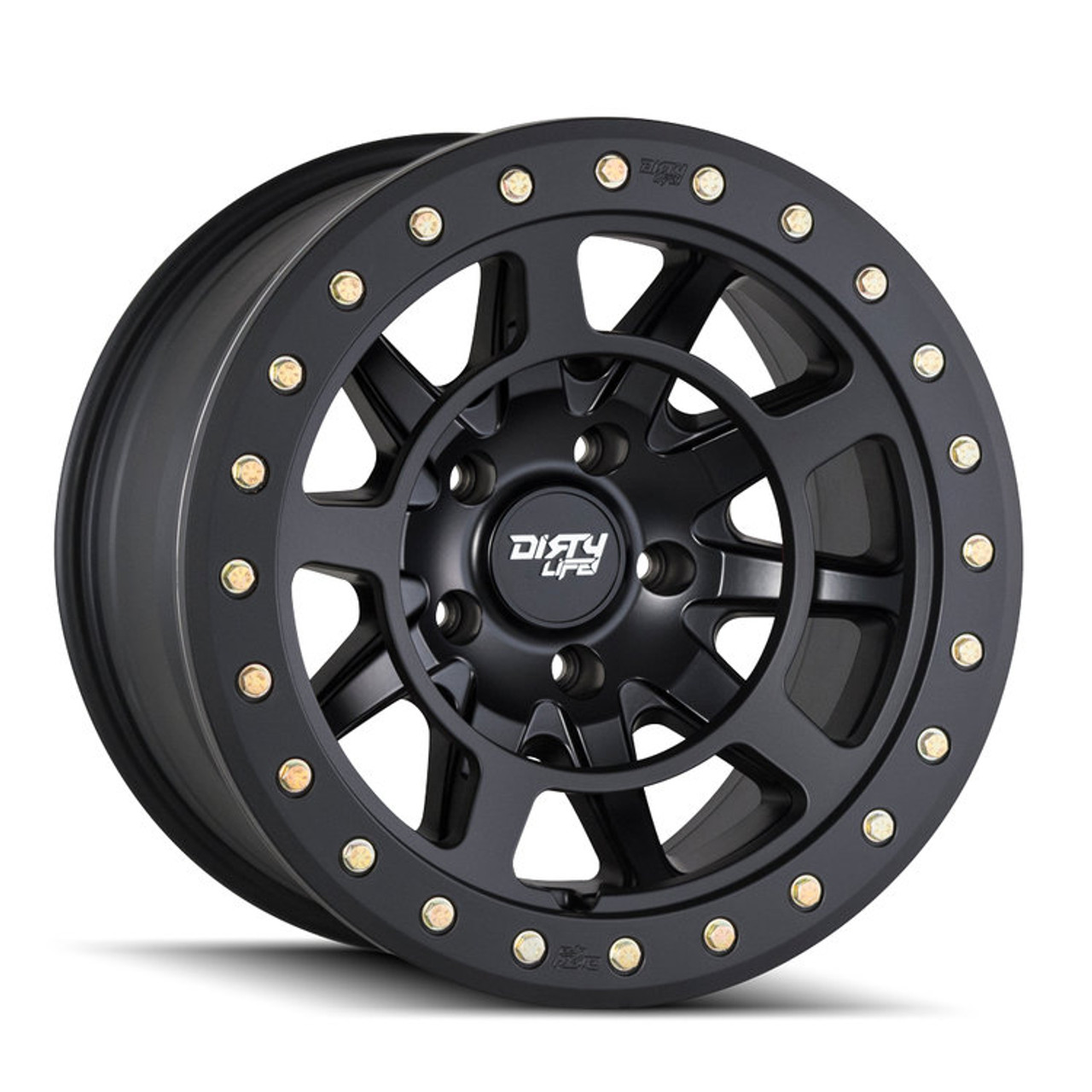 Dirty Life 9304 DT-2 17x9 / 5x127 BP / -12mm Offset / 78.1mm Hub Matte Black Wheel - Beadlock - 9304-7973MB12