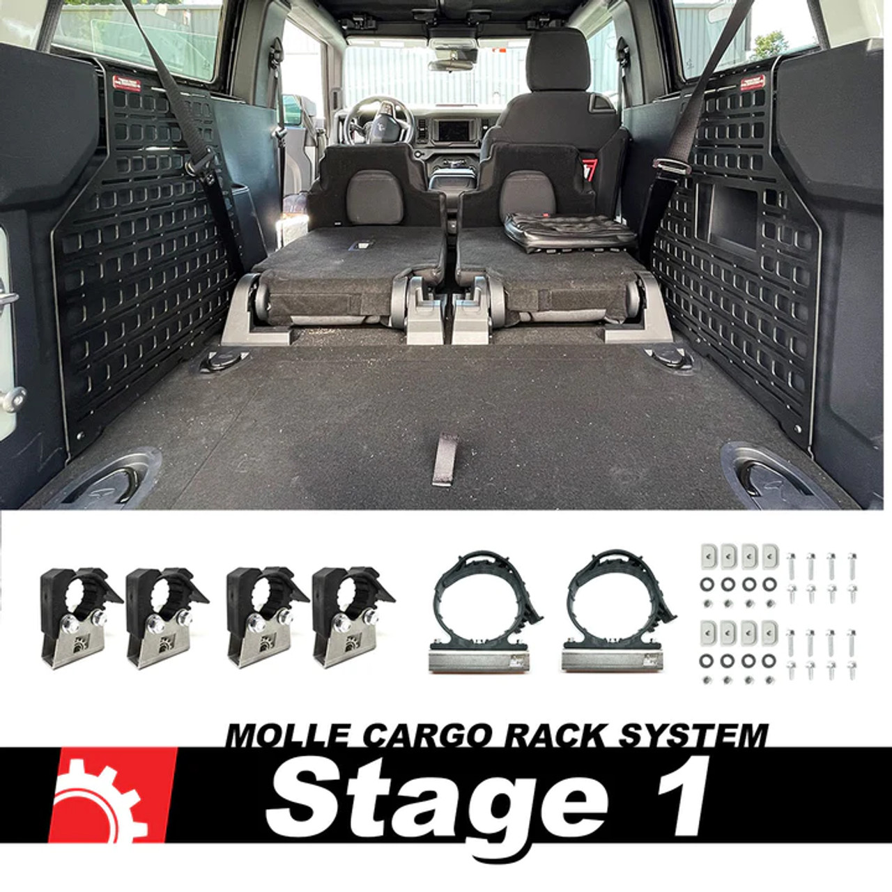 BuiltRight Industries 2021+ Ford Bronco 2dr MOLLE Compatible Cargo Panel - Full Kit