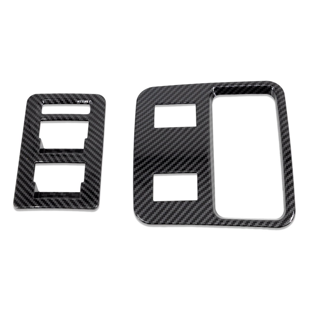 IAG I-Line 2pc Window Switch Panel Cover Kit Gloss Carbon for 2021-24 Ford Bronco - Product Layout IAG I-Line 2pc Window Switch Panel Cover Kit Gloss Carbon for 2021-24 Ford Bronco - Product Layout