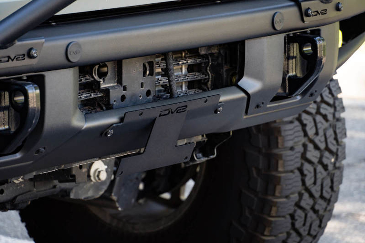 DV8 Offroad 21-22 Ford Bronco Factory Front Bumper Licence Relocation Bracket - Front - LPBR-01