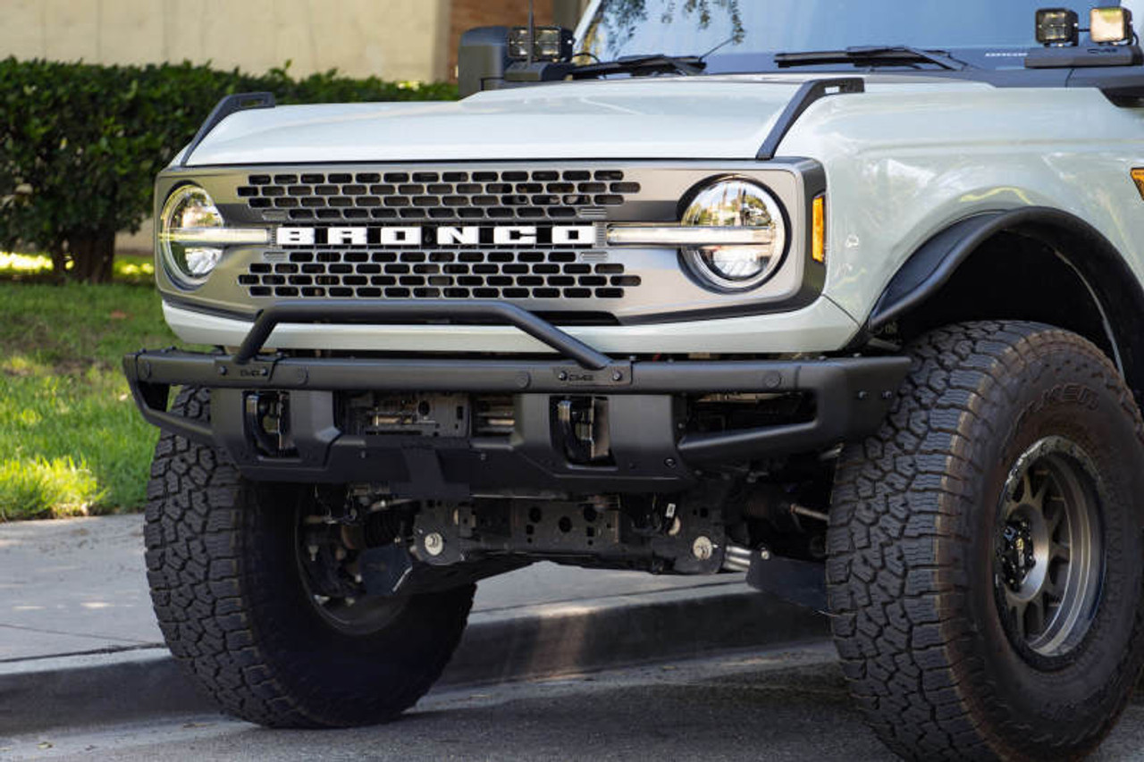 DV8 Offroad 21-22 Ford Bronco Factory Front Bumper Licence Relocation Bracket - Front - LPBR-01