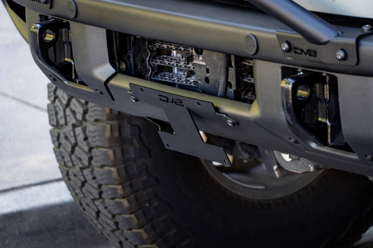 DV8 Offroad 21-22 Ford Bronco Factory Front Bumper Licence Relocation Bracket - Front - LPBR-01