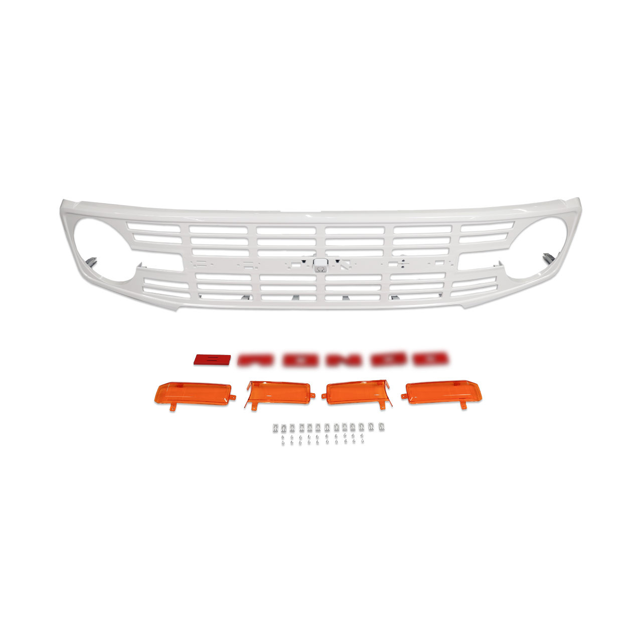 IAG I-Line Vintage Grille Gloss White with Red Lettering 2021+ Ford Bronco - Parts Layout