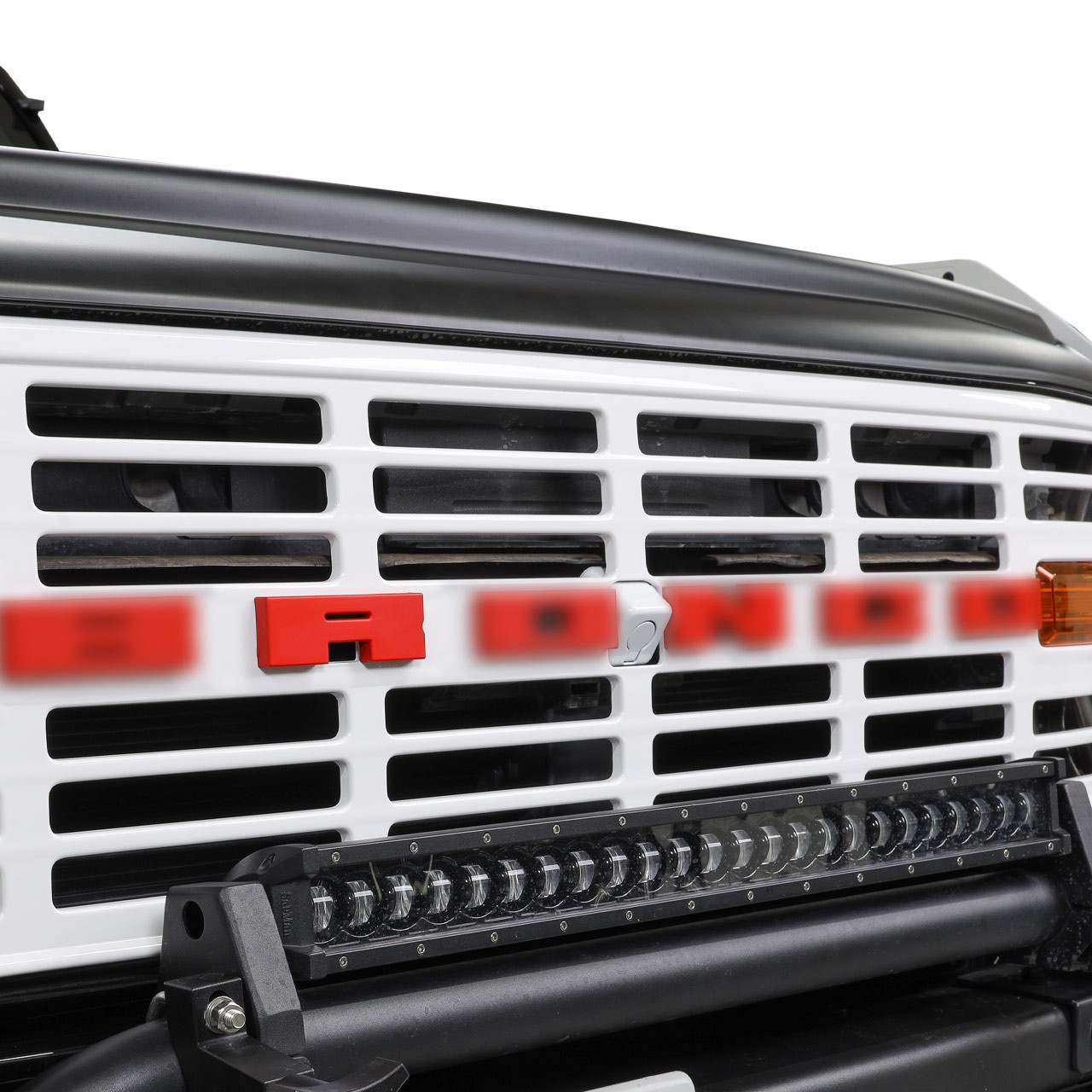 IAG I-Line Vintage Grille Gloss White with Red Lettering 2021+ Ford Bronco - Installed 2