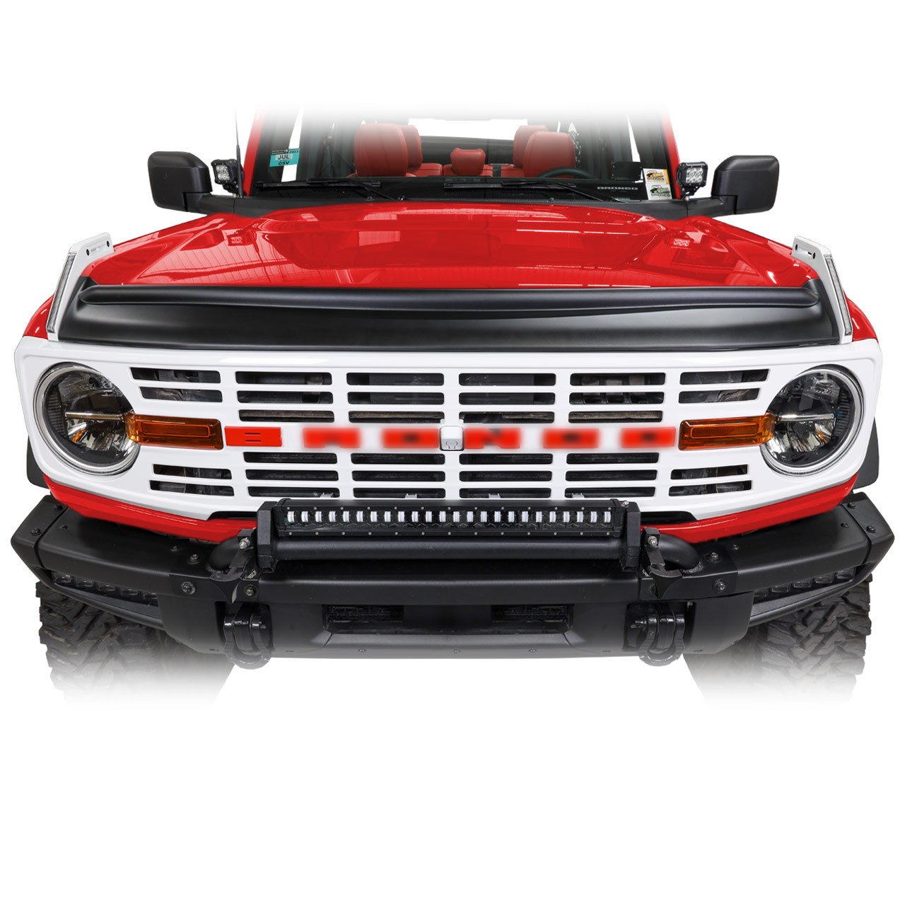 IAG I-Line Vintage Grille Gloss White with Red Lettering 2021+ Ford Bronco - Installed 3