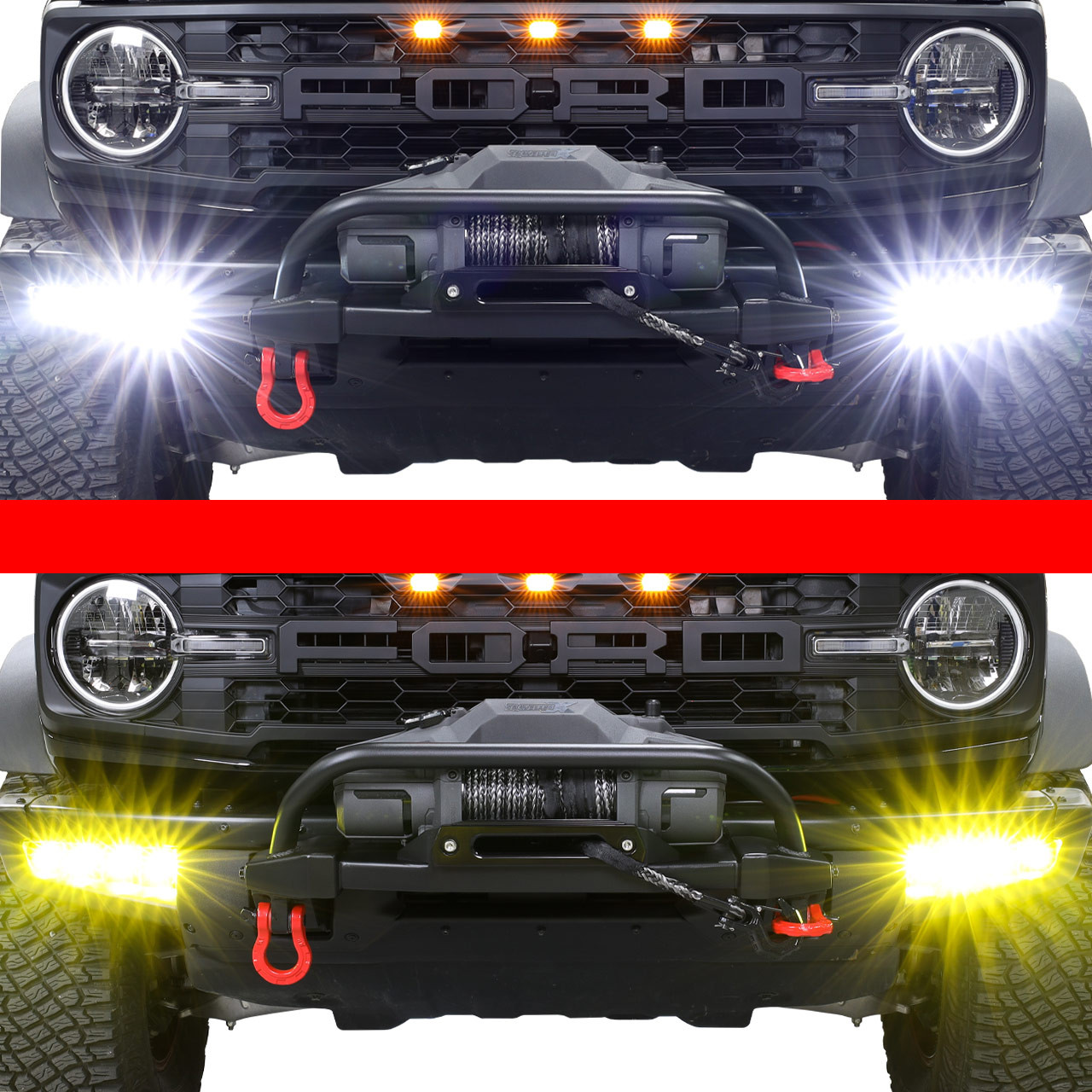 IAG I-Line 4 Lamp Fog Light Kit with Wireless Remote Control for 2021+ Ford Bronco - Compare Light Color