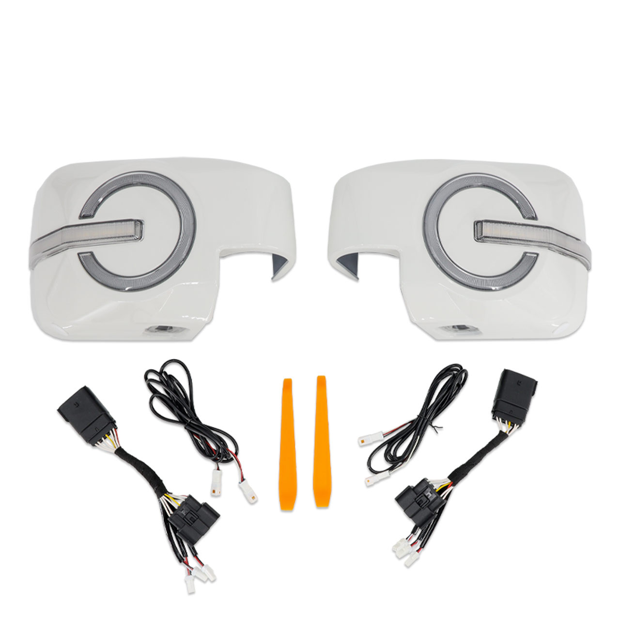 IAG I-Line Side Mirror Lighted Cap for 2021+ Ford Bronco in Gloss White Finish - Parts Layout 1
