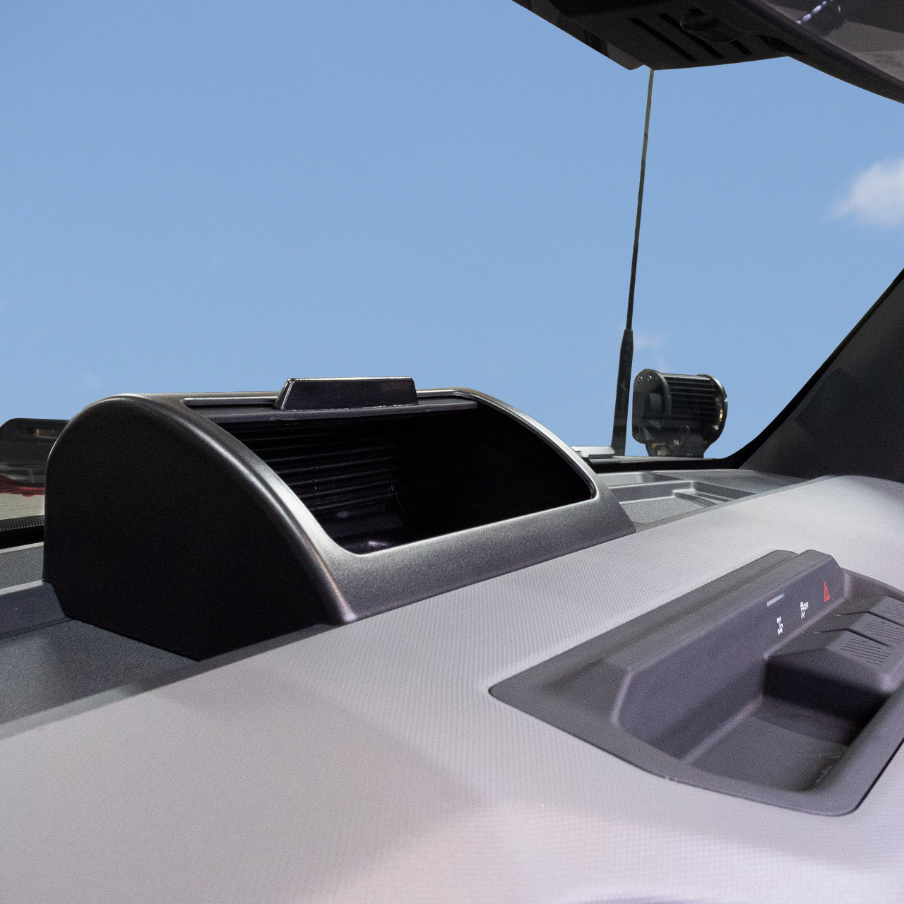 IAG I-Line Dash Organizer with Accordion Door for 2021-24 Ford Bronco - Open Door