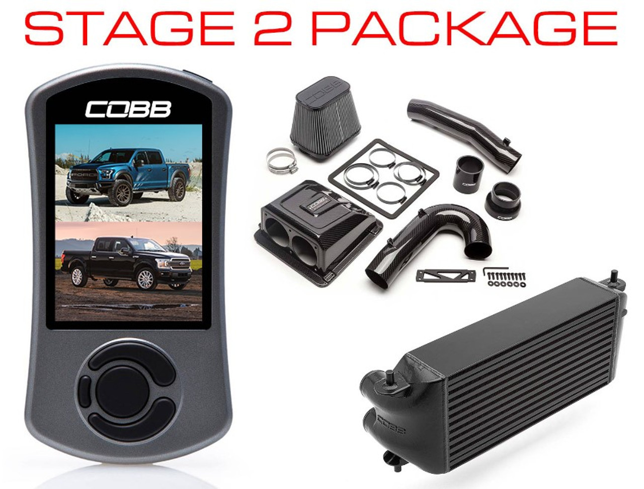 Cobb Ford F-150 Ecoboost Raptor/Ltd. w/TCM Stg 2 Redline CF Power Package - Black (Factory Loc I/C)