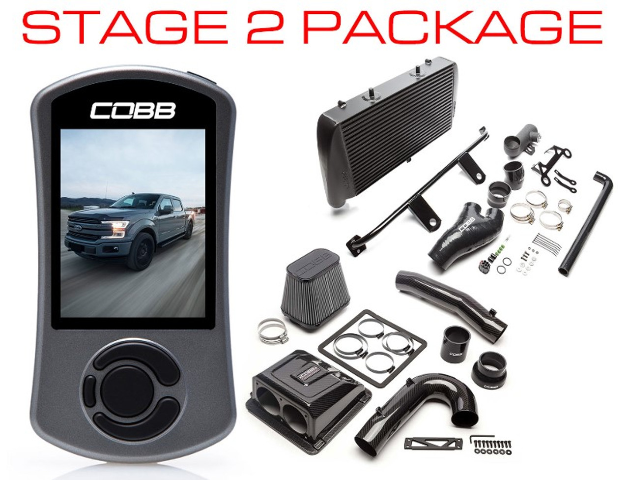 Cobb 17-19 Ford F-150 EcoBoost 3.5L Stage 2 Redline Carbon Fiber Power Package w/TCM - Black