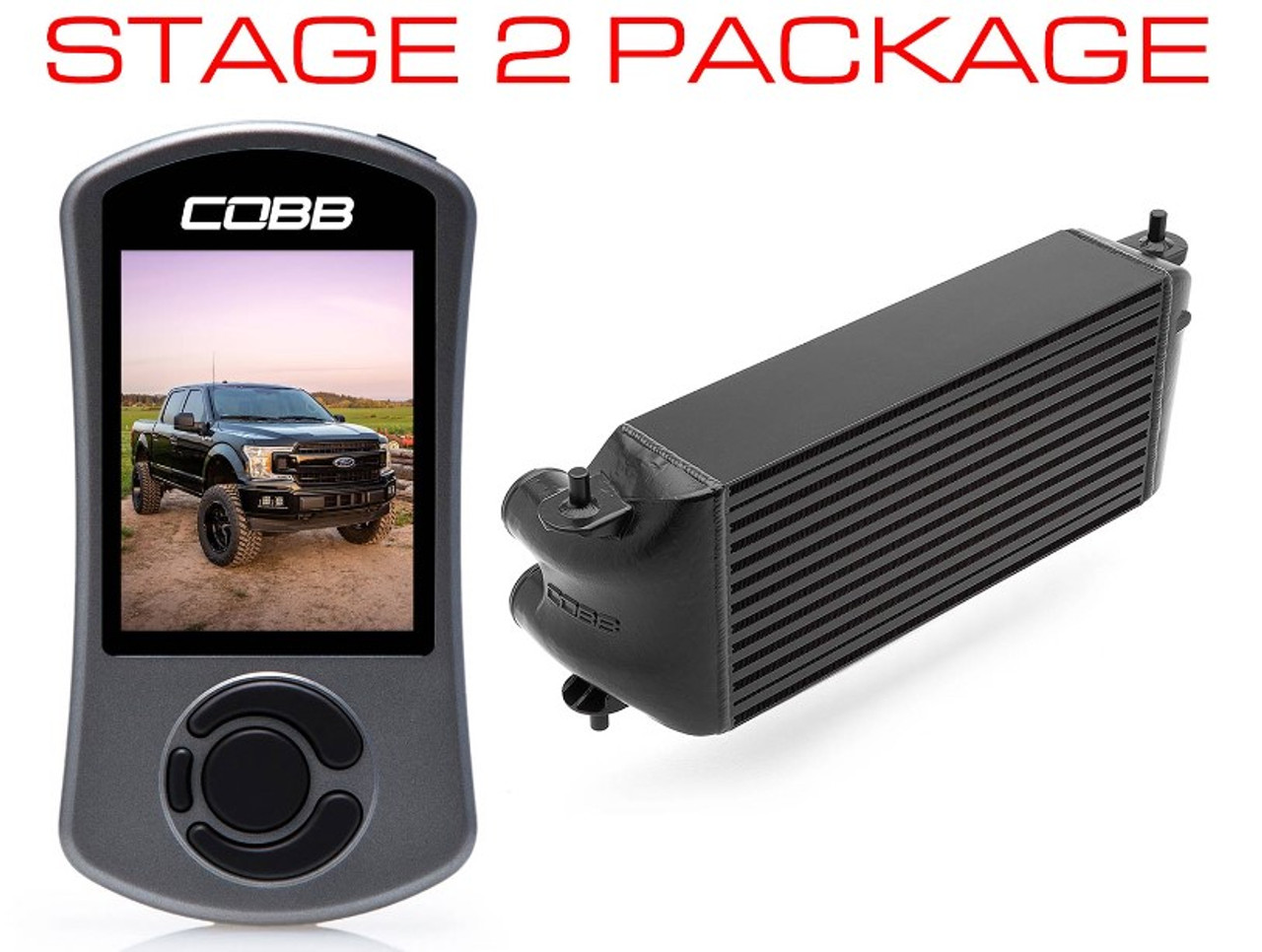 Cobb 2020 Ford F-150 Ecoboost 3.5L Stage 2 Power Package - Black (Factory Loc. I/C + NO INTAKE)