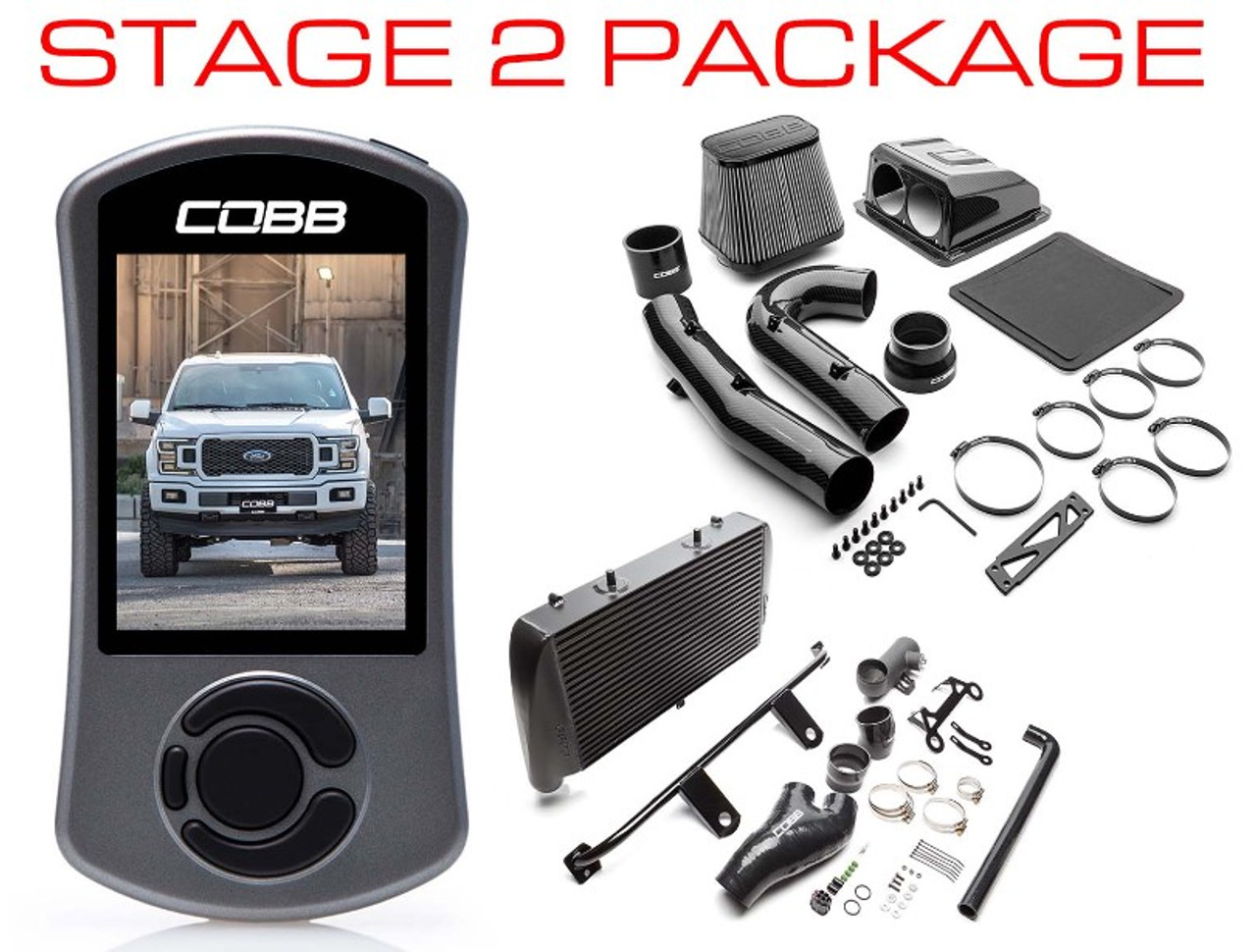 Cobb 18-20 Ford F-150 2.7L Stage 2 Redline CF Power Package - Black