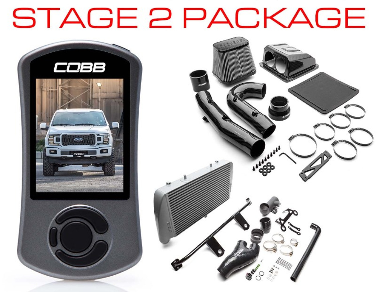 Cobb 18-20 Ford F-150 2.7L Stage 2 Redline CF Power Package - Silver